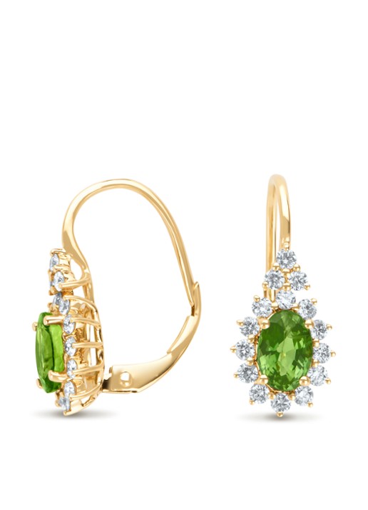 Diamond Point Geelgouden oorsieraden, 1.21 ct groene saffier, Eden