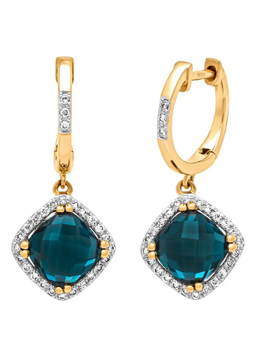 Diamond Point Geelgouden oorsieraden, 2.21 ct london topaas, Fiësta