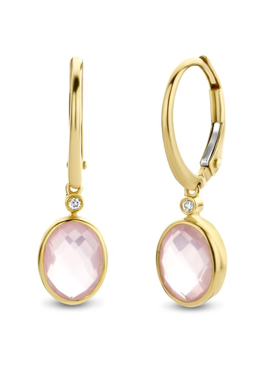 Diamond Point Geelgouden oorsieraden 2.38 ct roze kwarts Philosophy