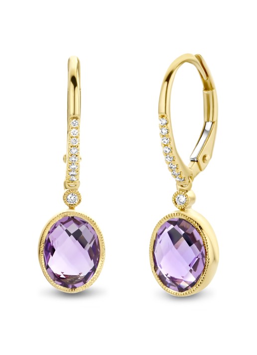 Diamond Point Geelgouden oorsieraden 2.46 ct paarse amethist Philosophy