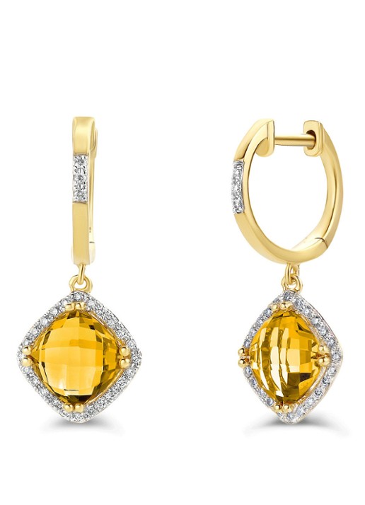Diamond Point Geelgouden oorsieraden 3.06 ct citrien Fiësta
