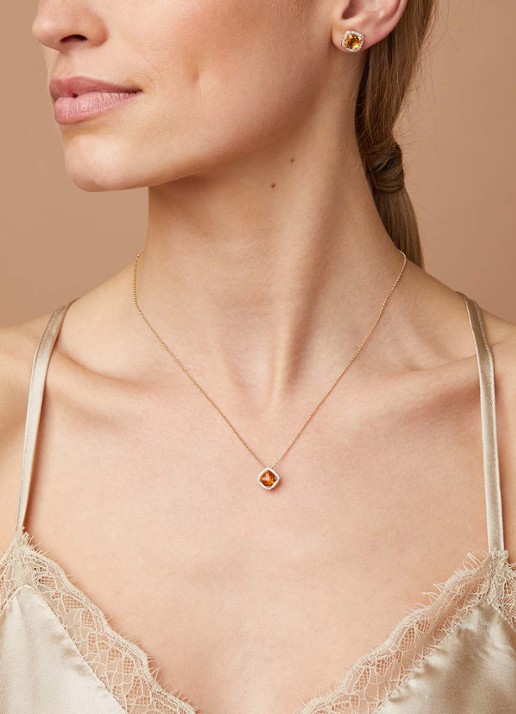 Diamond Point Geelgouden oorsieraden, 3.32 ct citrien, Fiësta - voorkant 2 geelgoud