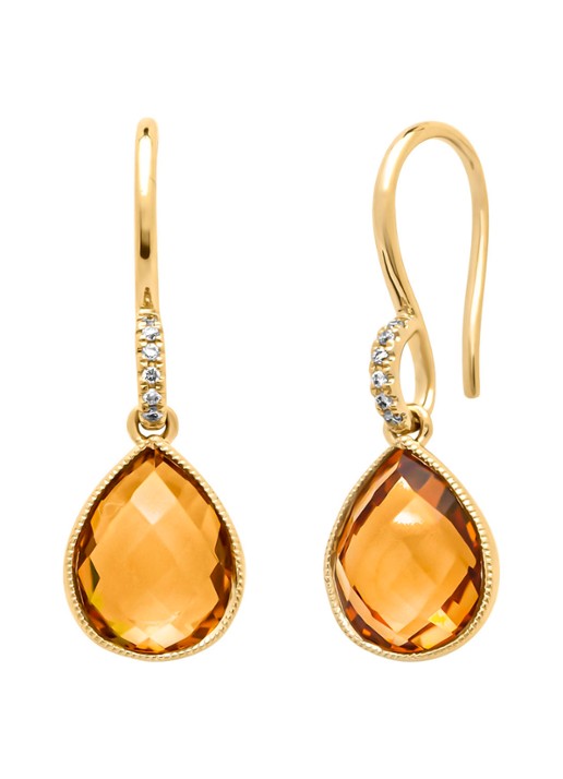 Diamond Point Geelgouden oorsieraden, 3.54 ct citrien, Philosophy