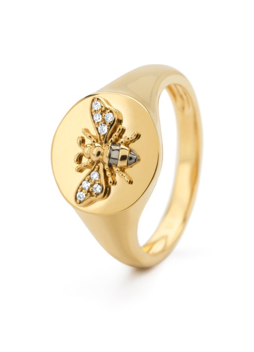 Diamond Point Geelgouden ring, 0.03 ct diamant, Queen Bee