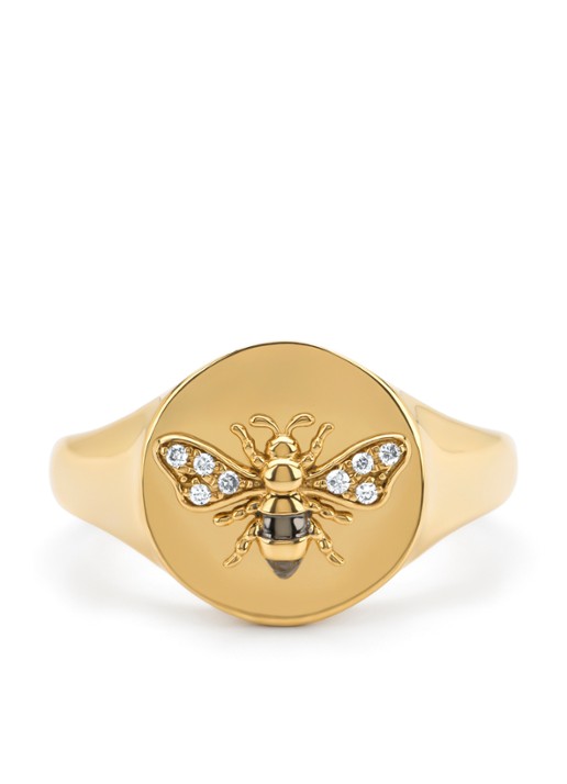 Diamond Point Geelgouden ring, 0.03 ct diamant, Queen Bee - voorkant 3 geelgoud