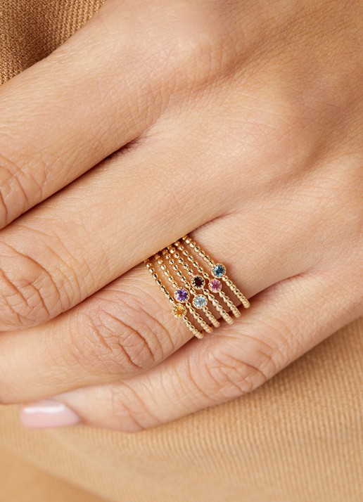 Diamond Point Geelgouden ring 0.04 ct rookkwarts Joy - voorkant 2 geelgoud