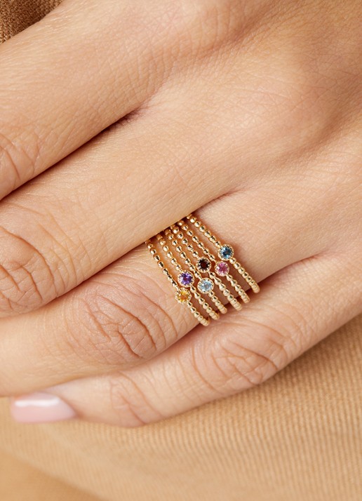 Diamond Point Geelgouden ring 0.04 ct topaas Joy - voorkant 2 goud