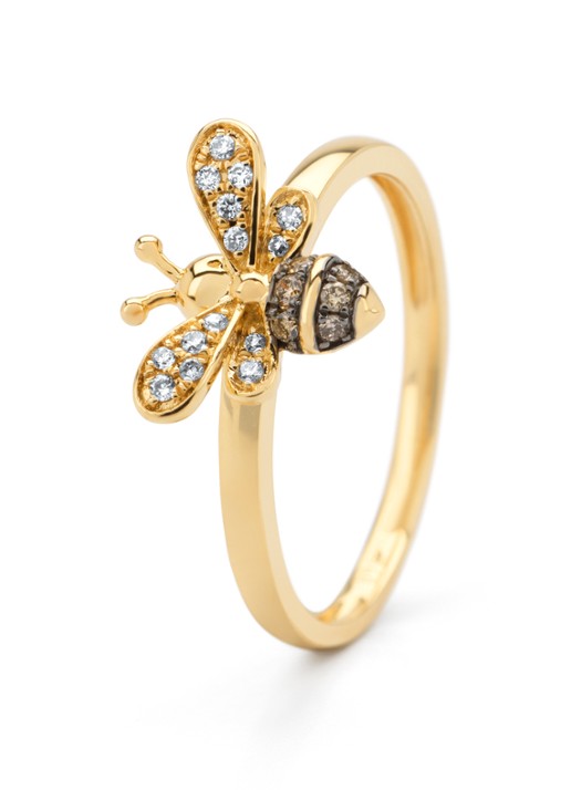 Diamond Point Geelgouden ring, 0.11 ct diamant, Queen Bee