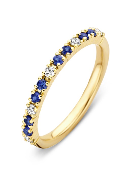 Diamond Point Geelgouden ring 0.22 ct blauwe saffier Ensemble