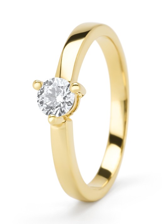 Diamond Point Geelgouden ring, 0.30 ct diamant, Hearts & Arrows