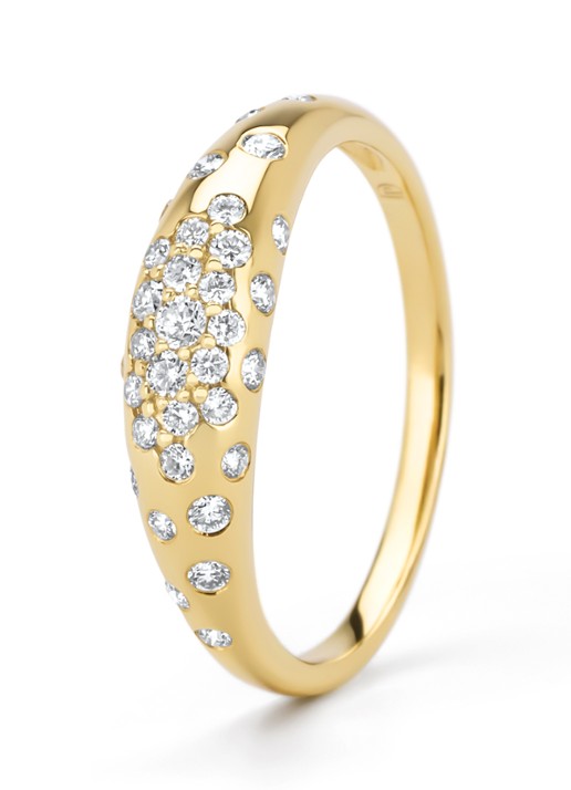 Diamond Point Geelgouden ring, 0.32 ct diamant, Starlight