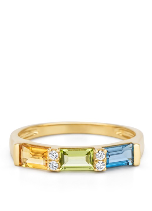 Diamond Point Geelgouden ring, 0.32 ct peridoot, Little Drops - detail 3 geelgoud