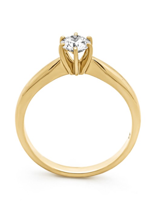 Diamond Point Geelgouden ring, 0.40 ct diamant, Hearts & Arrows - detail geelgoud