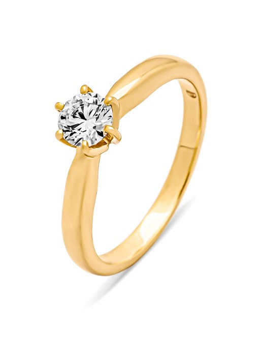 Diamond Point Geelgouden ring, 0.40 ct diamant, Hearts & Arrows