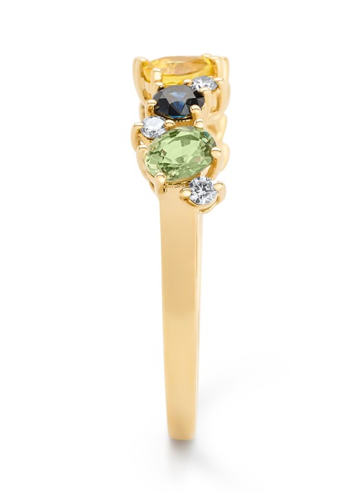 Diamond Point Geelgouden ring, 0.42 ct groene saffier, Eden - detail 3 geelgoud