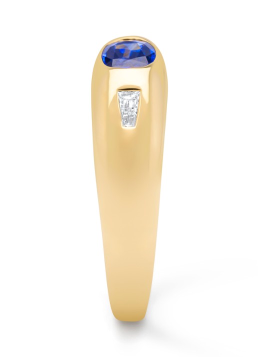 Diamond Point Geelgouden ring, 0.47 ct blauwe saffier, Bold - detail 3 geelgoud