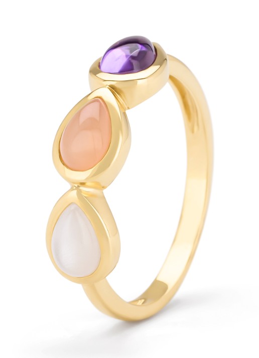 Diamond Point Geelgouden ring, 0.47 ct kwarts, Little Drops