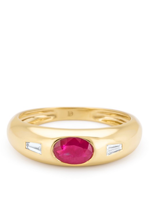 Diamond Point Geelgouden ring, 0.56 ct robijn, Bold - detail 4 geelgoud