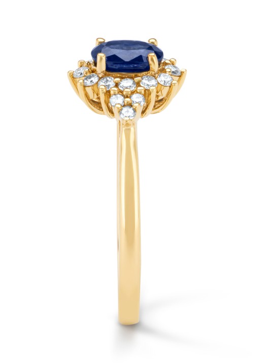 Diamond Point Geelgouden ring, 0.60 ct blauwe saffier, Eden  - detail 2 geelgoud
