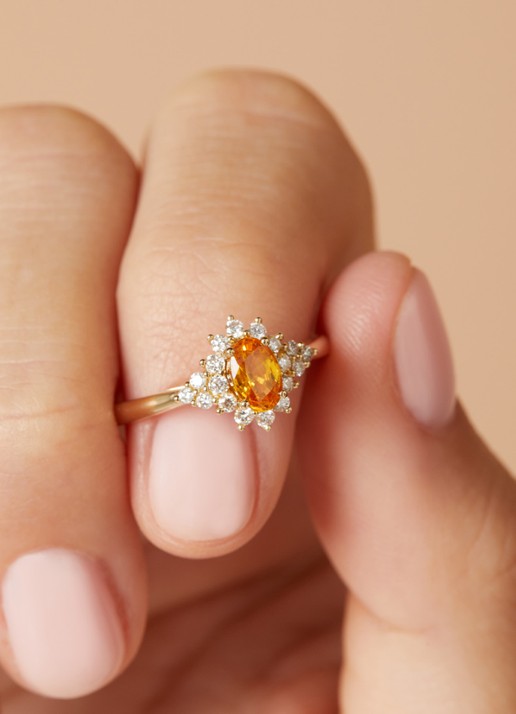 Diamond Point Geelgouden ring, 0.60 ct gele saffier, Eden - detail 3 geelgoud