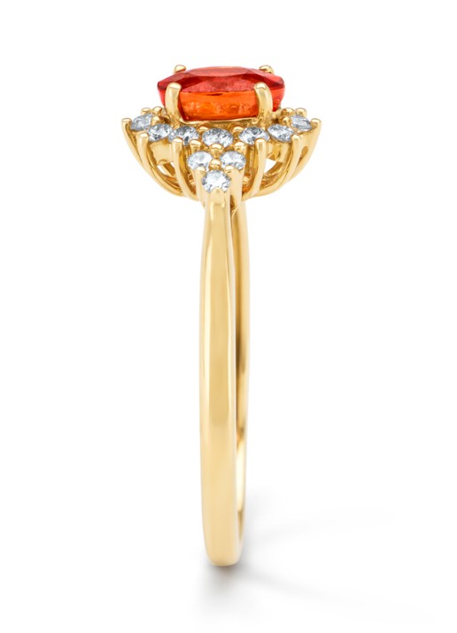 Diamond Point Geelgouden ring, 0.60 ct oranje saffier, Eden - detail 2 geelgoud