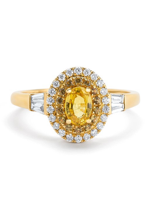 Diamond Point Geelgouden ring, 0.72 ct gele saffier, Eden - detail 2 geelgoud