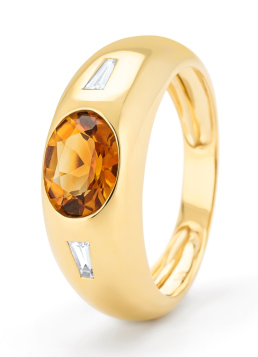 Diamond Point Geelgouden ring, 1.01 ct madeira citrien, Bold
