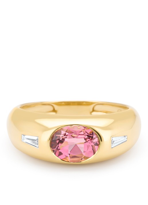 Diamond Point Geelgouden ring, 1.19 ct toermalijn, Bold - detail 4 geelgoud