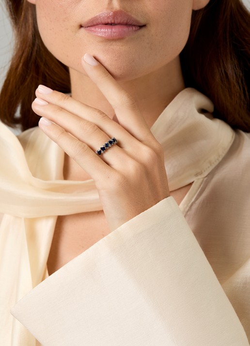Diamond Point Geelgouden ring, 1.23 ct blauwe saffier, Eden - voorkant 4 geelgoud