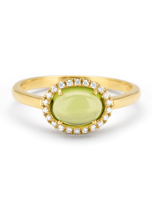 Diamond Point Geelgouden ring, 1.60 ct peridoot, Little Drops - detail 4 geelgoud
