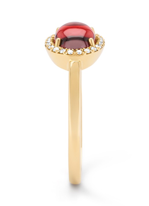 Diamond Point Geelgouden ring, 1.63 ct granaat, Little Drops - detail geelgoud
