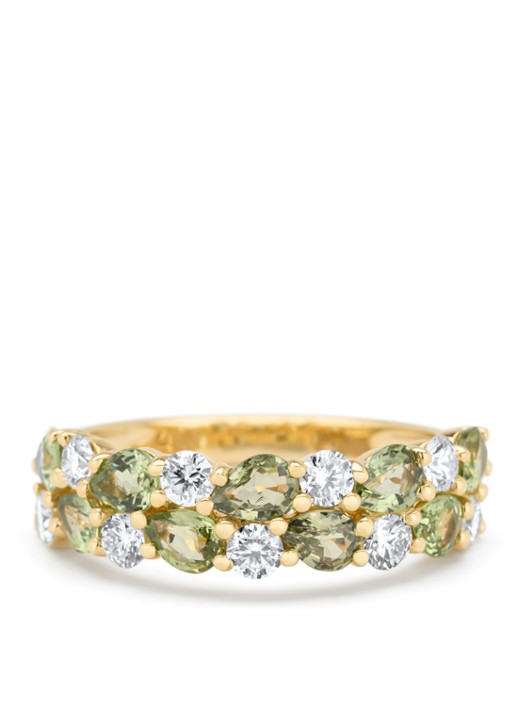 Diamond Point Geelgouden ring, 1.65 ct groene saffier, Eden - detail 4 geelgoud