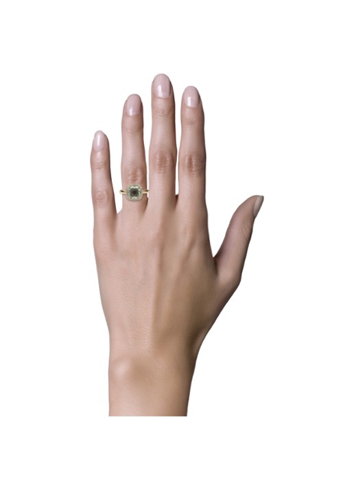 Diamond Point Geelgouden ring 2.40 ct groene amethist Fiësta - detail 2 geelgoud
