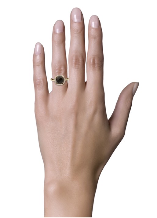 Diamond Point Geelgouden ring 2.55 ct rookkwarts Fiësta - detail 2 geelgoud