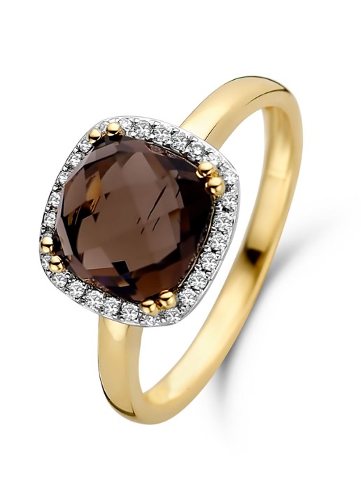 Diamond Point Geelgouden ring 2.55 ct rookkwarts Fiësta