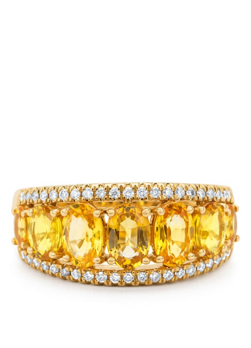 Diamond Point Geelgouden ring, 3.08 ct gele saffier, Eden - detail 3 geelgoud