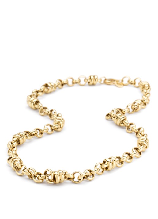 Diamond Point Geelgouden schakel collier Timeless Treasures 45 cm - detail 4 geelgoud
