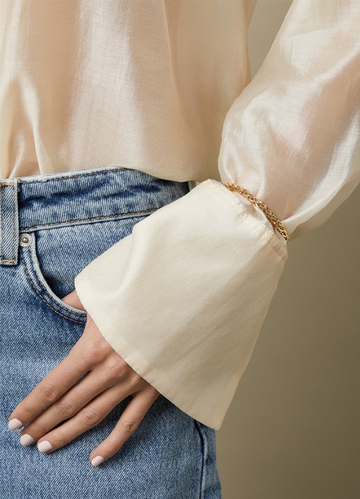 Diamond Point Geelgouden schakelarmband Timeless Treasures 18 cm - detail geelgoud