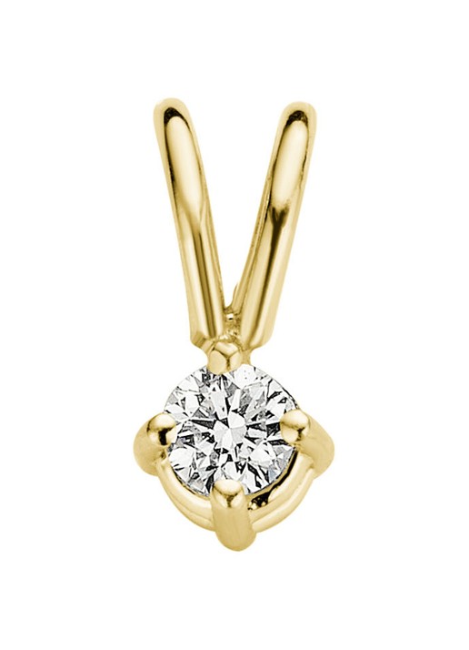 Diamond Point Geelgouden solitair groeibriljant hanger, 0.05 ct. 0.05 ct diamant Groeibriljant - voorkant 2 geelgoud