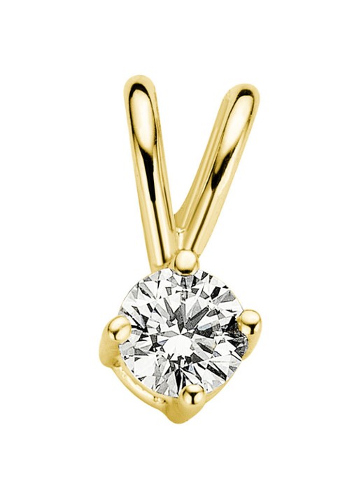 Diamond Point Geelgouden solitair groeibriljant hanger, 0.09 ct. 0.09 ct diamant Groeibriljant