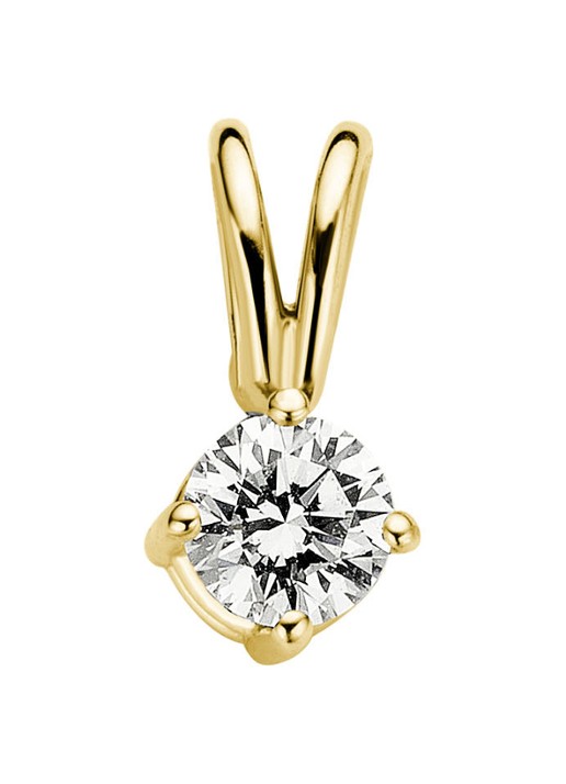 Diamond Point Geelgouden solitair groeibriljant hanger, 0.14 ct. 0.14 ct diamant Groeibriljant
