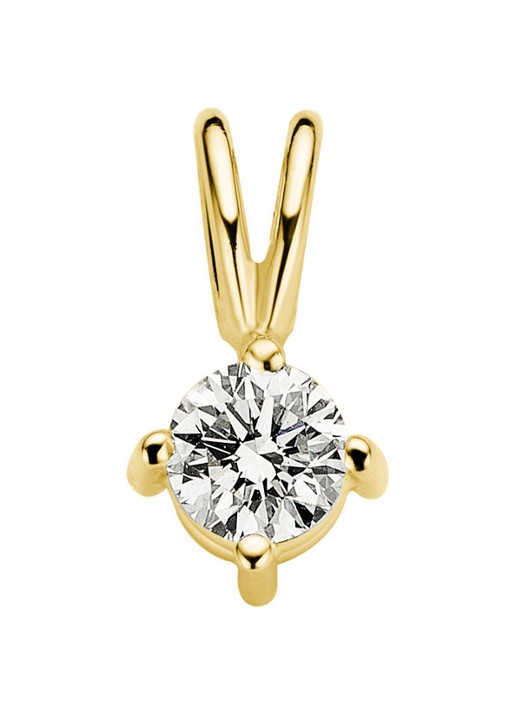 Diamond Point Geelgouden solitair groeibriljant hanger, 0.18 ct. 0.18 ct diamant Groeibriljant