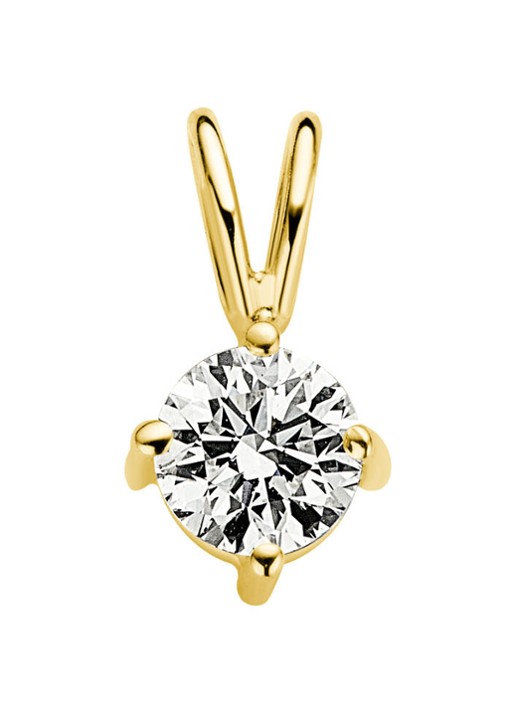 Diamond Point Geelgouden solitair groeibriljant hanger, 0.40 ct. 0.40 ct diamant Groeibriljant