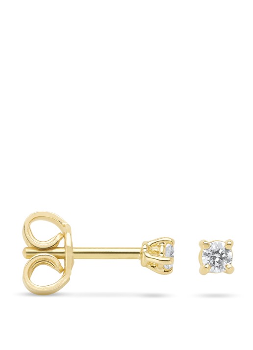 Diamond Point Geelgouden solitair groeibriljant oorstekers, 0.06 ct. 0.06 ct diamant Groeibriljant