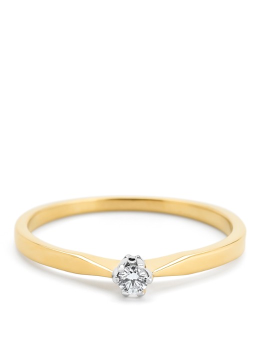 Diamond Point Geelgouden solitair groeibriljant ring, 0.08 ct. 0.08 ct diamant Groeibriljant - detail 2 geelgoud