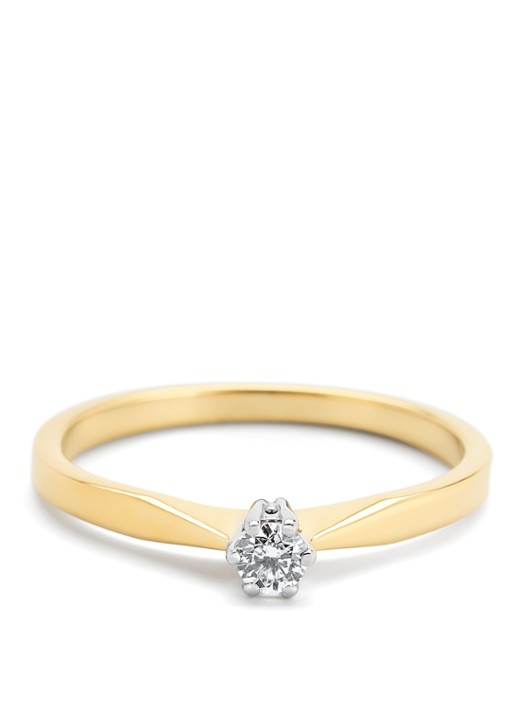 Diamond Point Geelgouden solitair groeibriljant ring, 0.09 ct. 0.09 ct diamant Groeibriljant - detail 4 geelgoud