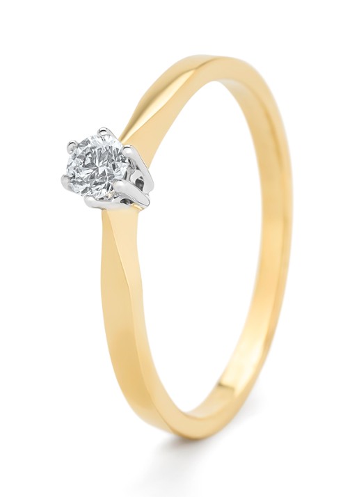Diamond Point Geelgouden solitair groeibriljant ring, 0.14 ct. 0.14 ct diamant Groeibriljant