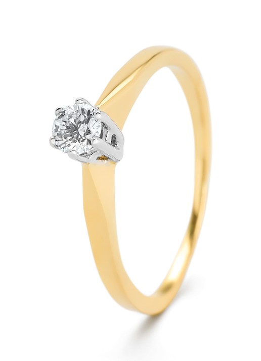 Diamond Point Geelgouden solitair groeibriljant ring, 0.19 ct. 0.19 ct diamant Groeibriljant
