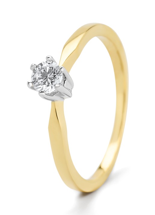 Diamond Point Geelgouden solitair groeibriljant ring, 0.21 ct. 0.21 ct diamant Groeibriljant