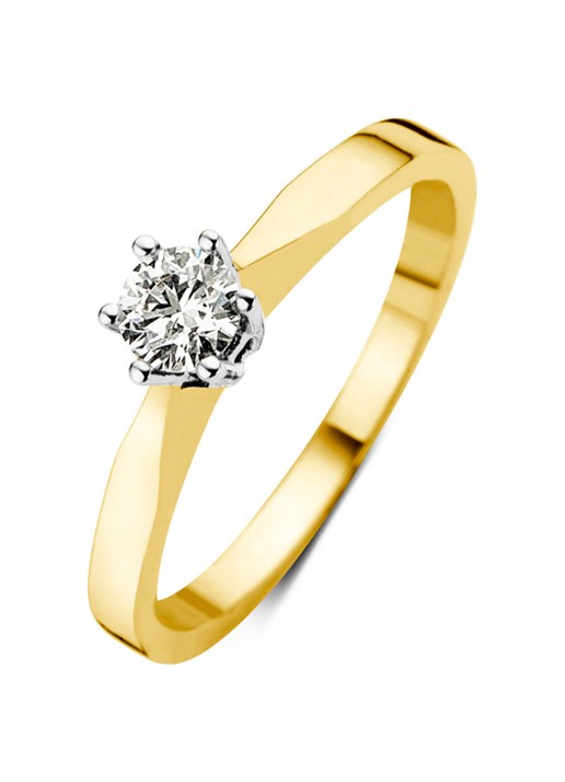 Diamond Point Geelgouden solitair groeibriljant ring, 0.21 ct. 0.21 ct diamant Groeibriljant